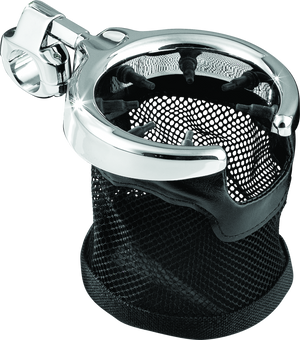 Kuryakyn Chrome Drink Holder with Mesh Basket 1in Clamp 1422