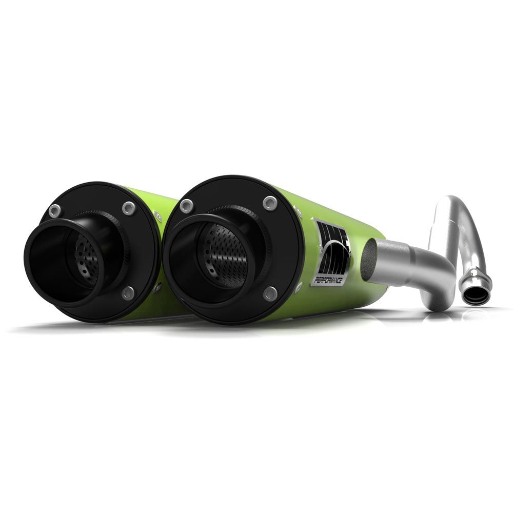 HMF Muffler Can-Am Renegade 1000 12-25 Venom Green Performance Dual Full System Exhaust Black Turn Down End Cap
