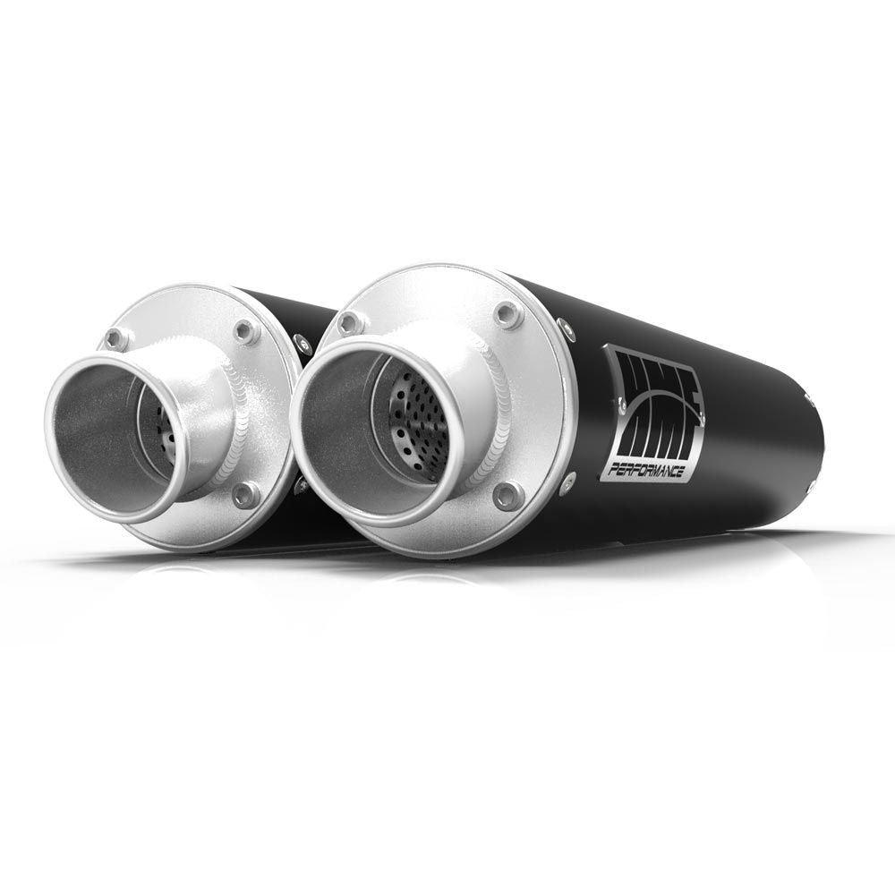 Silenciador HMF Can-Am Renegade 500/850 12-22, negro, de alto rendimiento, con escape deslizante doble y tapa abatible