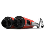 HMF Muffler Can-Am Renegade 500/850 12-22 Can-Am Red Performance Dual Full System Exhaust Black Turn Down End Cap