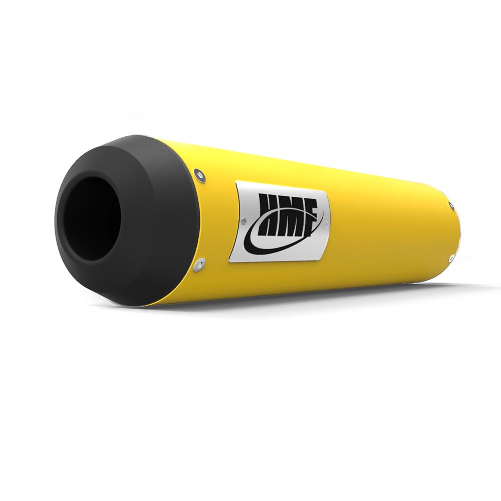 HMF Muffler Can-Am DS90 10-23 Can-Am Yellow Performance Slip On Exhaust Mini Blackout End Cap
