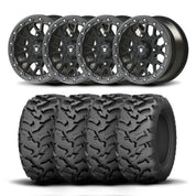 Set of Four Bullite Rider Wheels 15" Gray And Kenda K3203 Mastodon AT Tires [35x10R-15]