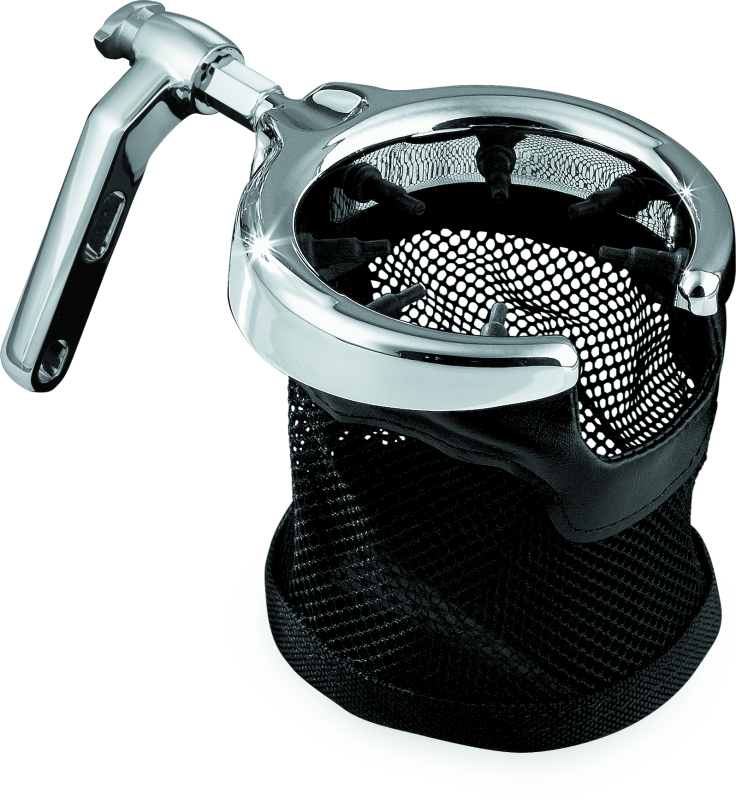 Kuryakyn Chrome Drink Holder Mesh Basket with Perch Mount Universal 1462