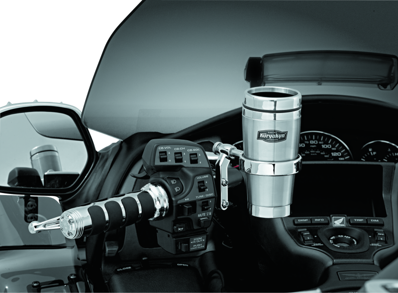 Kuryakyn Chrome Drink Holder With Stainless Steel Mug For Perch Mount 1463