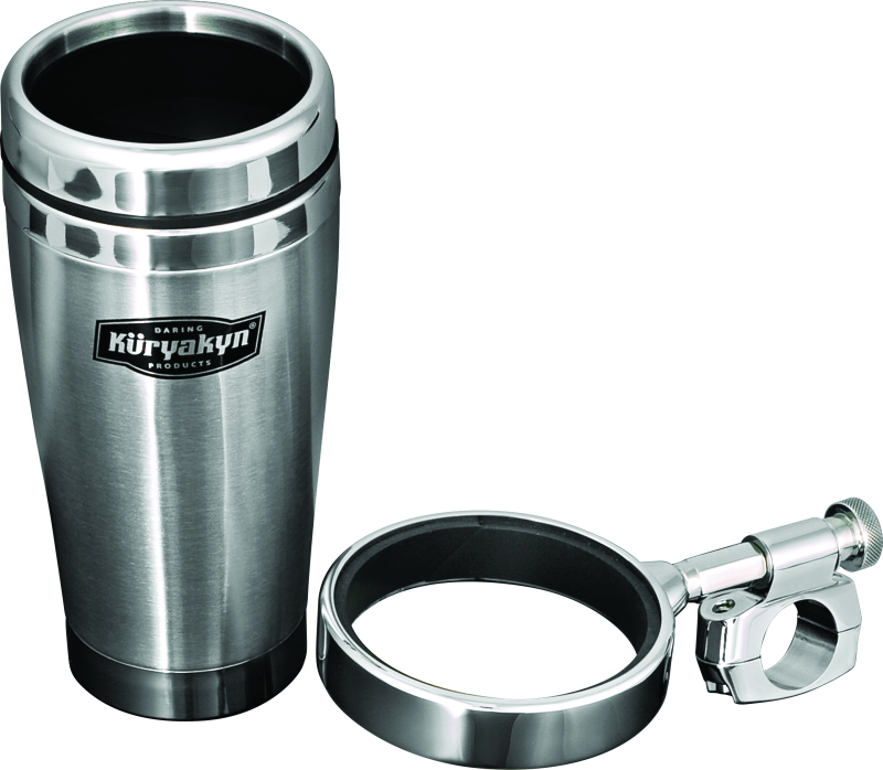 Kuryakyn Chrome Drink Holder With Stainless Steel Mug 1in Bar Clamp 1464
