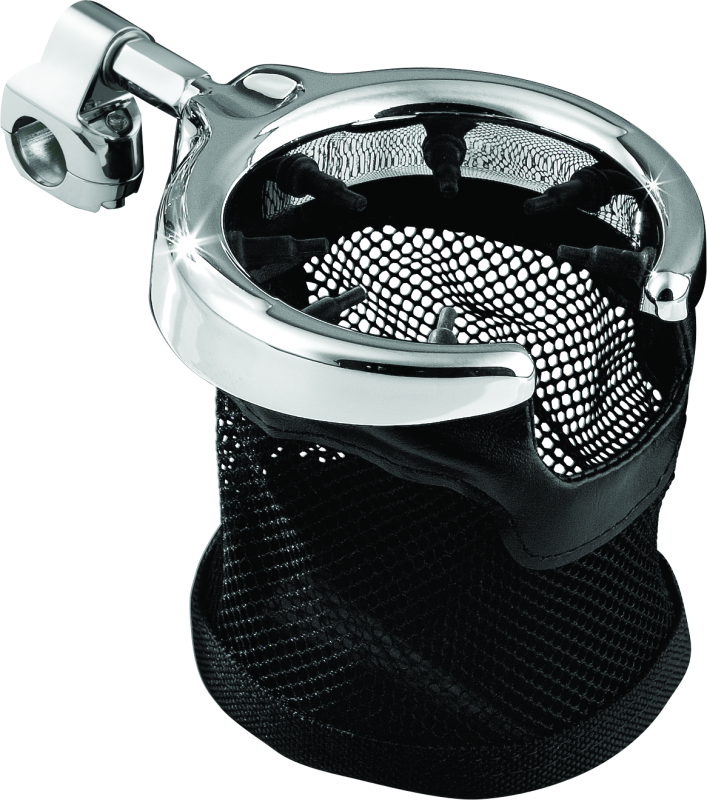 Kuryakyn Chrome Drink Holder with Mesh Basket 1-1/4in Clamp 1475