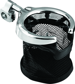 Kuryakyn Chrome Drink Holder with Mesh Basket 1-1/4in Clamp 1475