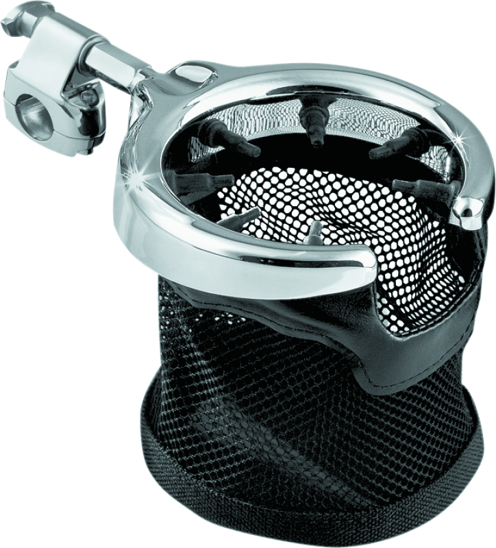 Kuryakyn Black/Chrome Universal Passenger Drink Holder With Basket 1484