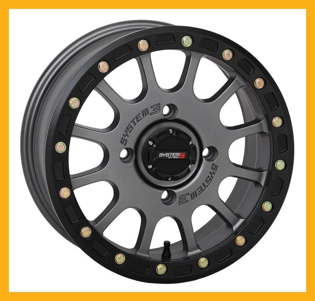 System 3 SB-5 Beadlock 14x7 ATV/UTV Wheel - Gunmetal (4/137) 5+2 [14S3-5637]