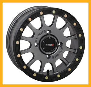 System 3 SB-5 Beadlock 14x7 ATV/UTV Wheel - Gunmetal (4/137) 5+2 [14S3-5637]