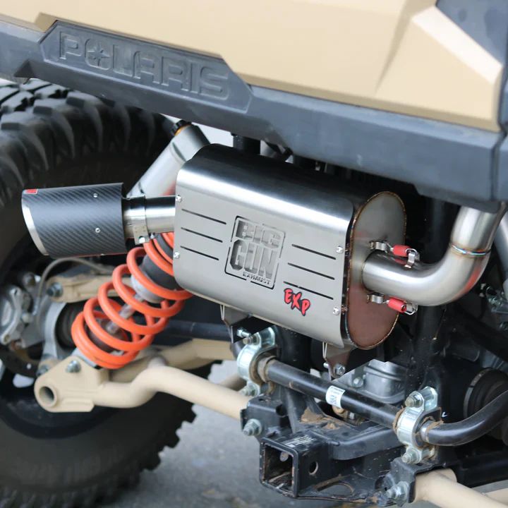 Big Gun Explorer Stainless Steel Slip-On Exhaust With Carbon Fiber End Tip For Polaris RZR S General 1000