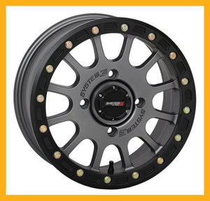 System 3 SB-5 Beadlock 15x7 ATV/UTV Wheel - Gunmetal (4/156) 5+2 [15S3-5656]