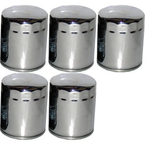 Set of 5 HiFlo Oil Filters Hf171C-Chrome For Harley Davidson Twin Cam 1999-2017