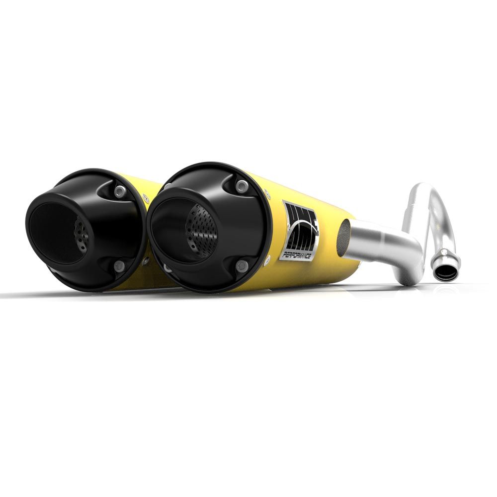 HMF Muffler Can-Am Maverick/MAX 13-18 Can-Am Yellow Performance Dual 3/4 Exhaust Black Euro End Cap