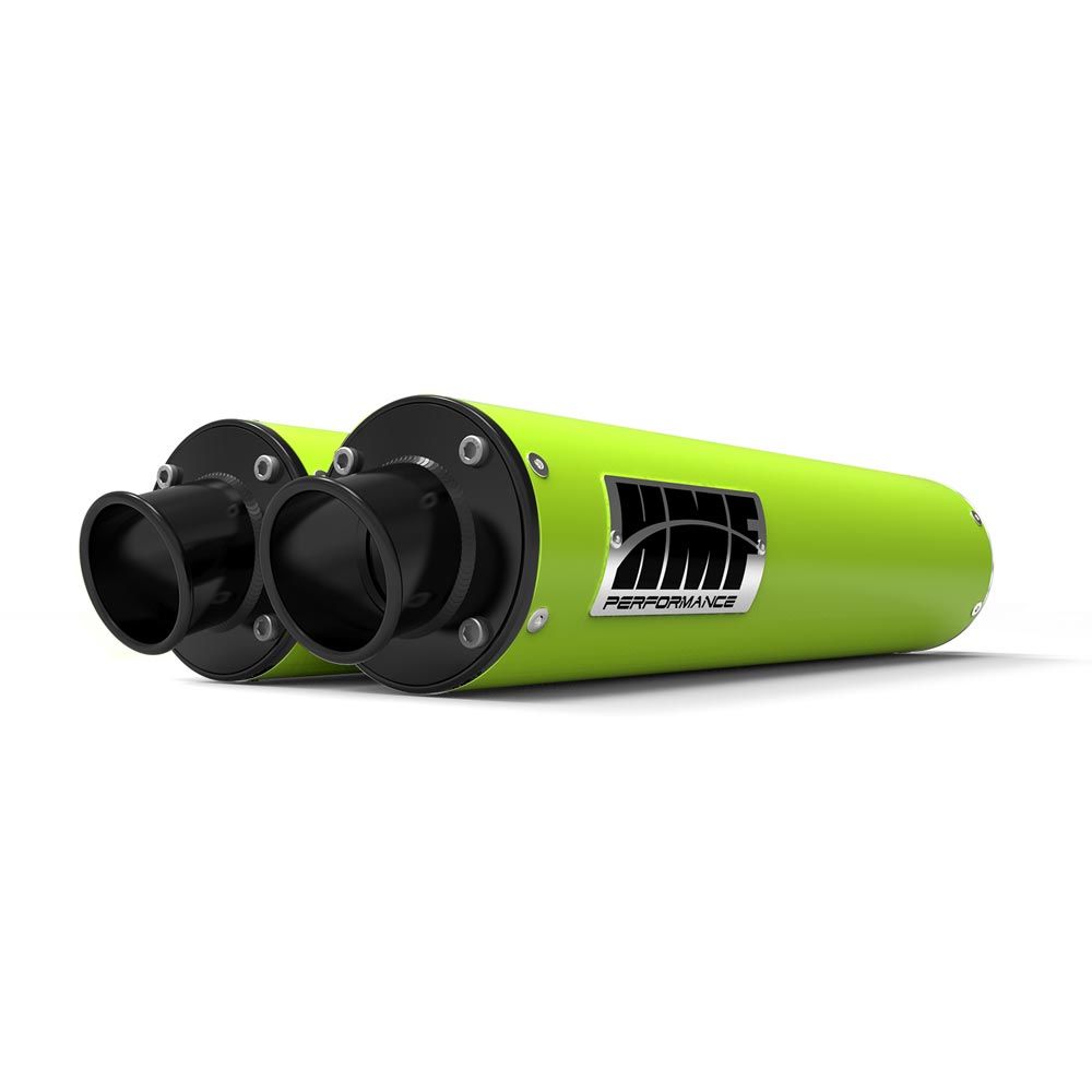 HMF Muffler Can-Am Maverick/MAX 13-18 Venom Green Performance Dual Slip On Exhaust Black Turn Down End Cap