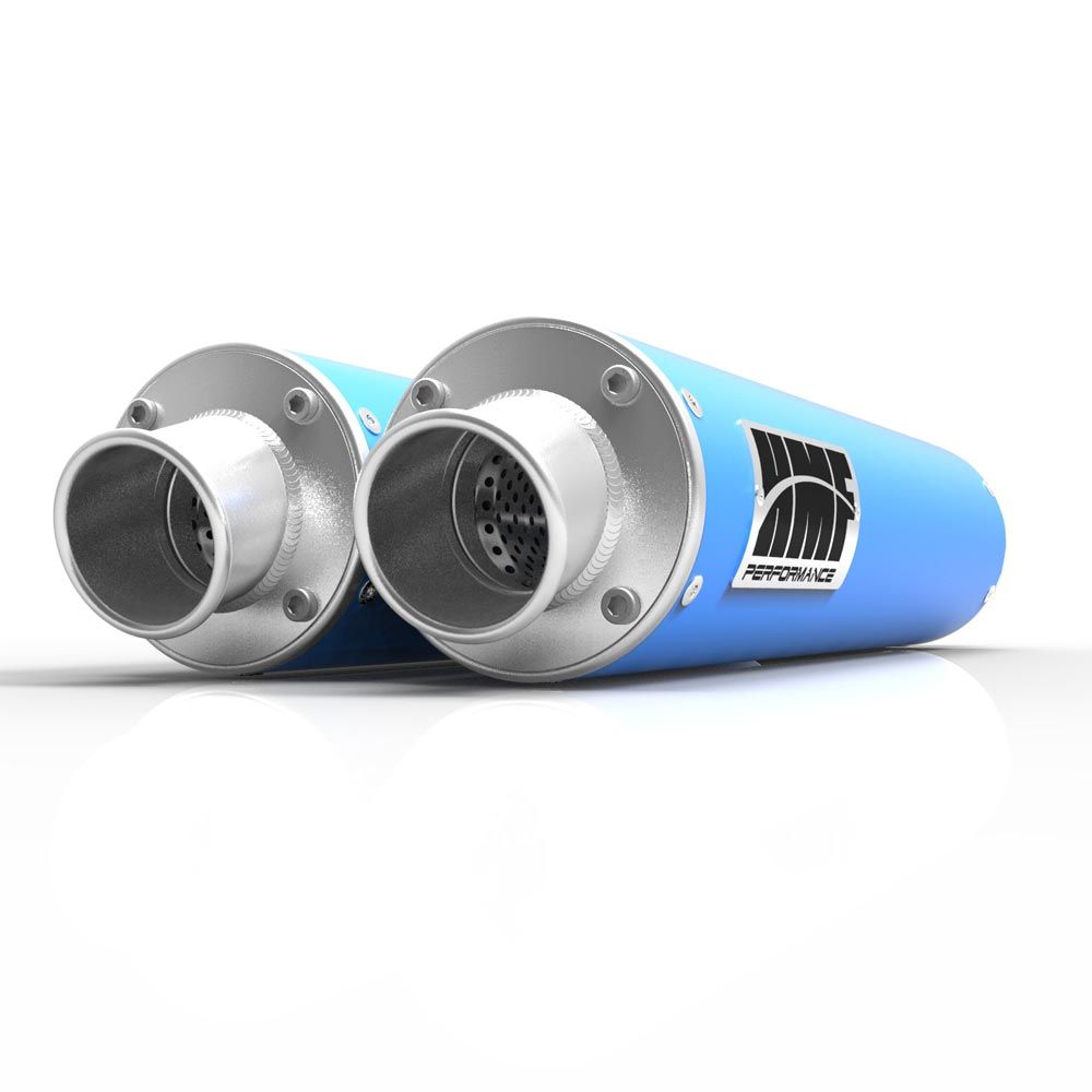 HMF Muffler Can-Am Maverick/MAX 13-18 Octane Blue Performance Dual Slip On Exhaust Turn Down End Cap