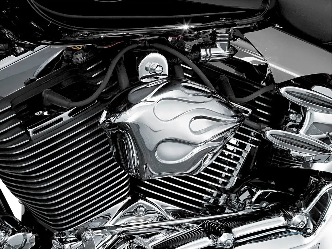 Harley-Davidson FXSTD Softail Deuce 2000-2007Flame Horn Cover Chrome by Kuryakyn