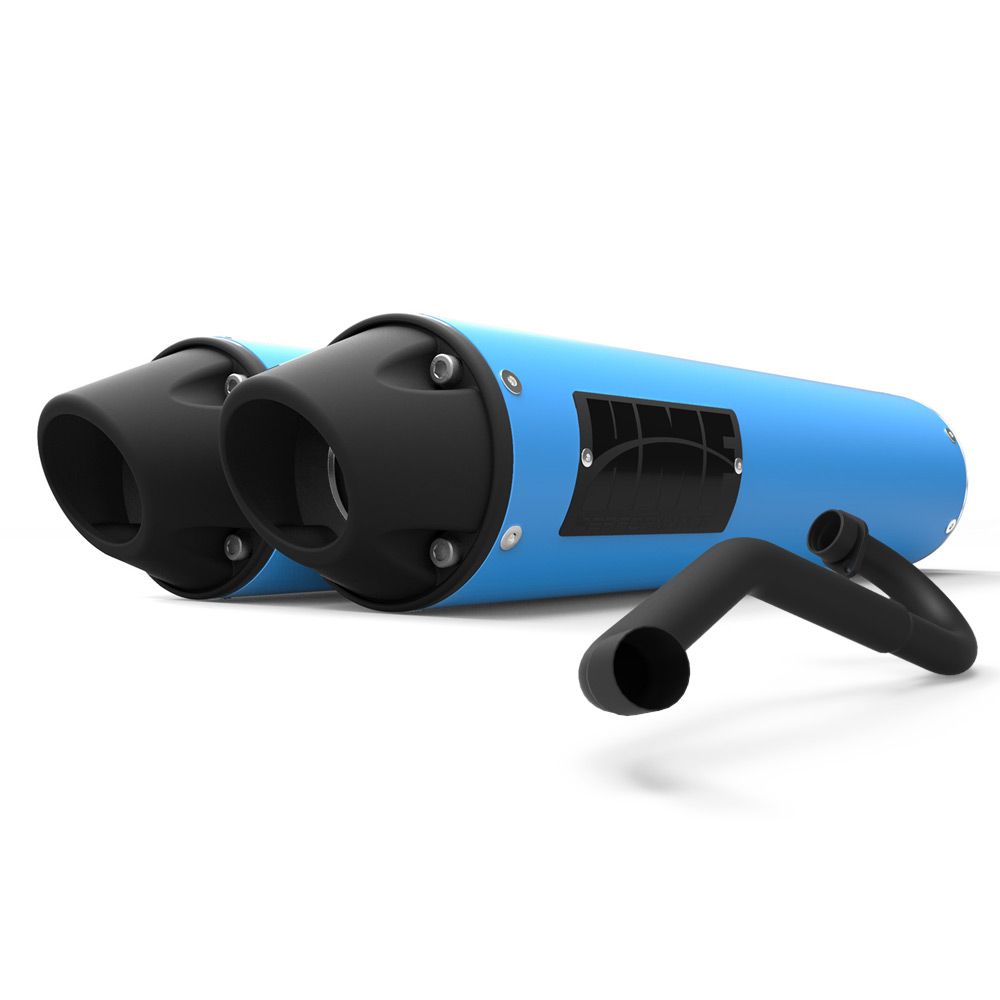 HMF Muffler Can-Am Maverick Turbo 15-17 Octane Blue Performance Dual 3/4 Exhaust Blackout Euro End Cap