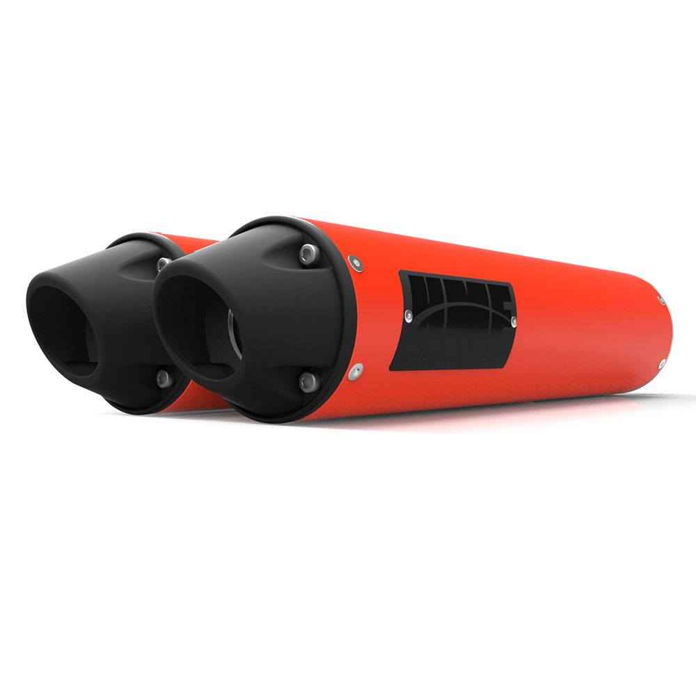 HMF Muffler Can-Am Maverick Turbo 15-17 Can-Am Red Performance Dual Slip On Exhaust Blackout Euro End Cap