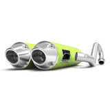 Silenciador HMF Can-Am Maverick Turbo 15-17 Venom Green Performance, sistema de escape completo doble, tapa de extremo europea