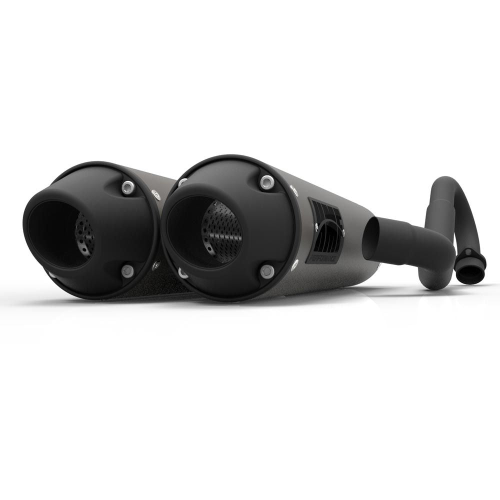 HMF Muffler Can-Am Maverick Turbo 15-17 Gun Metal Performance Dual Full System Exhaust Blackout Euro End Cap