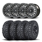 Set of Four Bullite Blade Wheels 14" Gray And Kenda K3204R Klever XT Tires [32x10R-14]