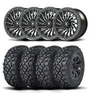 Set of Four Bullite Blade Wheels 14" Gray And Kenda K3204R Klever XT Tires [32x10R-14]