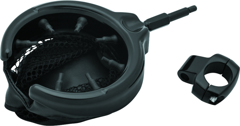 Kuryakyn Gloss Black Drink Holder with Mesh Basket 1in Clamp 1729