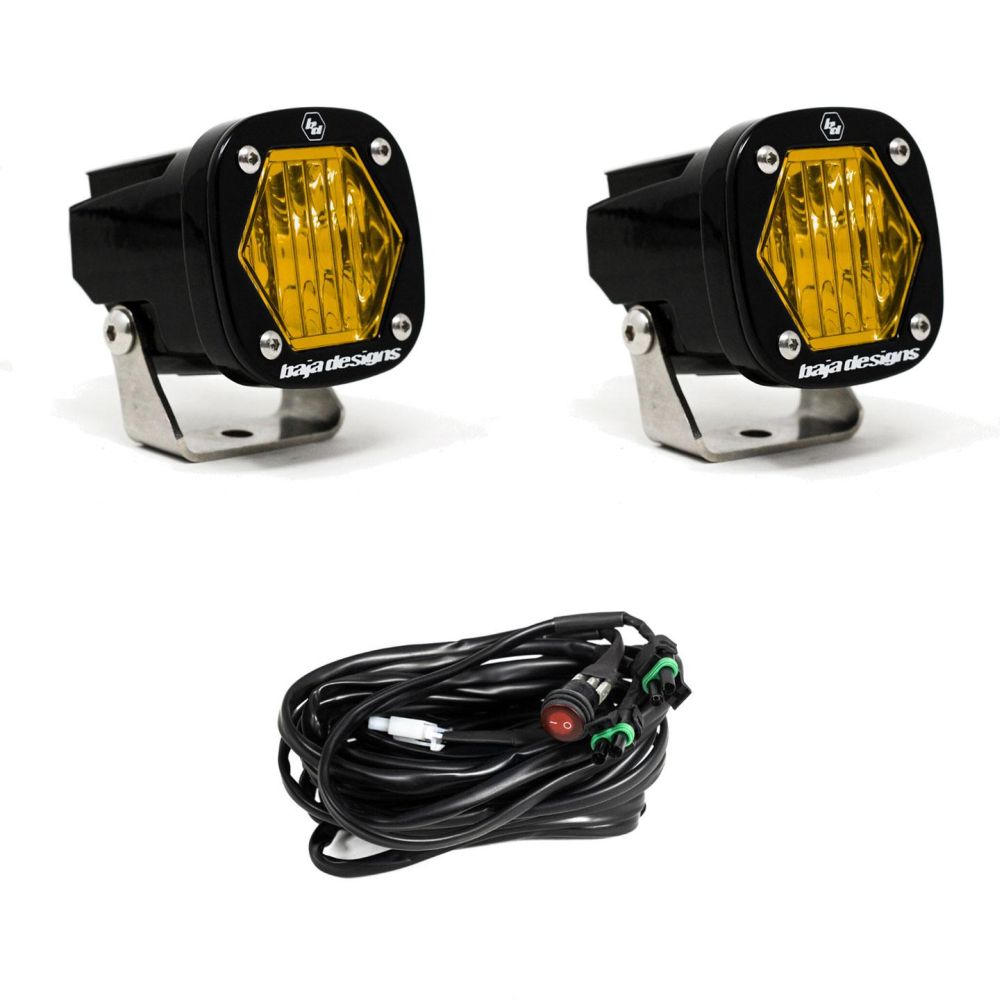 Baja Designs Pair S1 Amber Wide Cornering LED Light w/Mounting Bracket