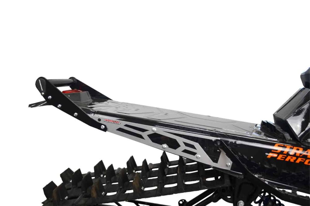 Straightline Hide 'N' Go Rear Bumper 163-165" SLASH Tunnel - Black Handle, Silver Plates Bumper with built in storage
