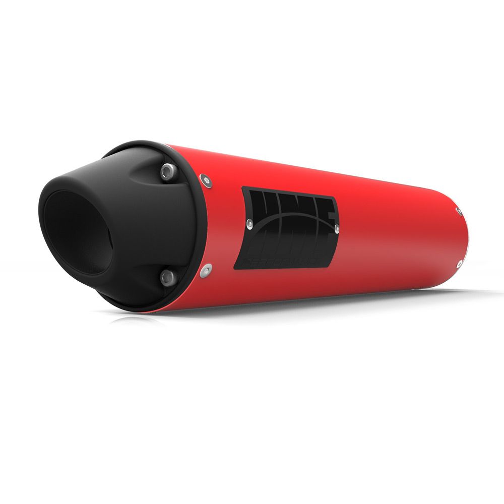 Silenciador HMF para Honda Rancher 350 (años 00-06), color rojo, con escape deslizante de alto rendimiento y tapa de extremo europea.