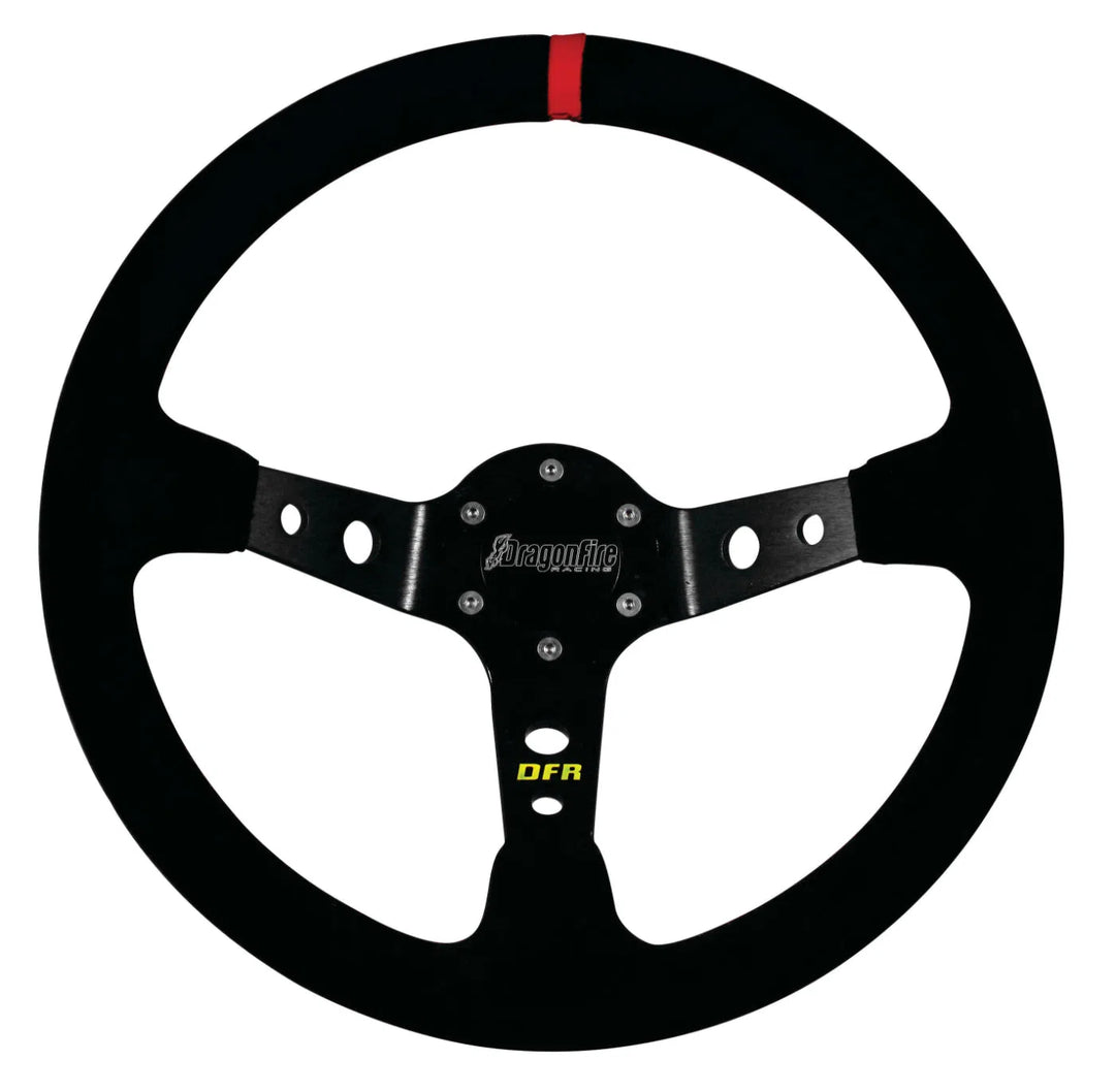 DragonFire Racing Steering Wheel - Sport - Suede - Black - 2.5" offset - 04-0001