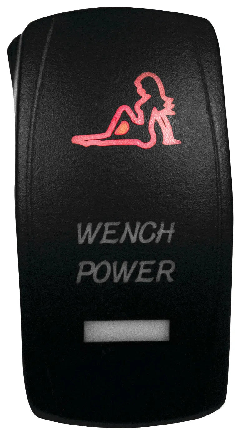 DragonFire Racing Laser-Etched Dual LED Switch - Wench Power - Red - 04-0079