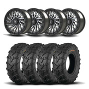 Set of Four Bullite Blade Wheels 14" Gray And Kenda K592 Bearclaw EVO Tires [26x11-14]