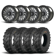 Set of Four Bullite Blade Wheels 14" Gray And Kenda K592 Bearclaw EVO Tires [28x9-14]