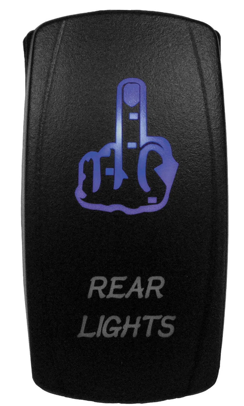 DragonFire Racing Laser-Etched Dual LED Switch - Finger rear light on/off - Blue - 04-0066