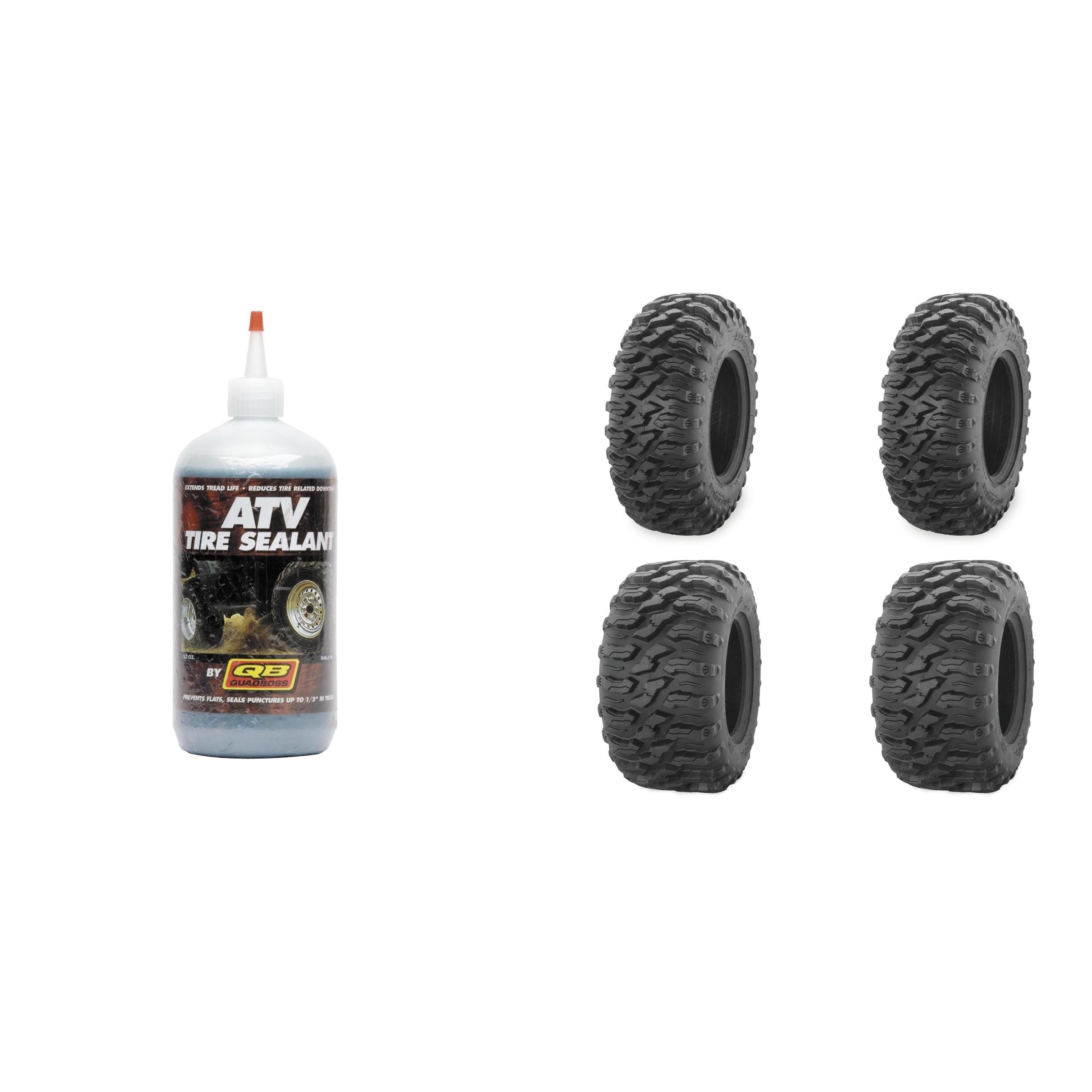 Set of 4 ATV QUADBOSS Tires (QBT446 26x9R-12 Front, 26x11R-12 Rear) with Sealant