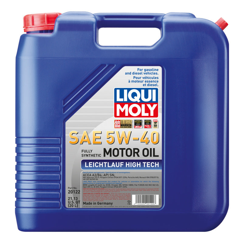 Liqui Moly 20L Leichtlauf (Low Friction) High Tech SAE 5W40 Motor Oil 20122