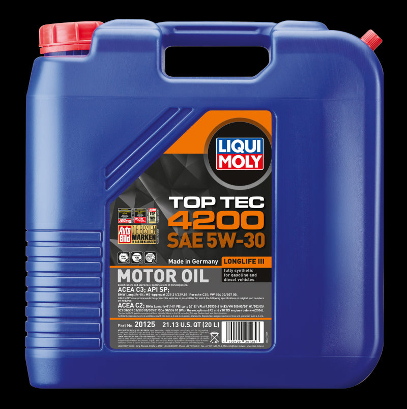 Liqui Moly 20L Top Tec 4200 New Generation SAE 5W30 Motor Oil 20125