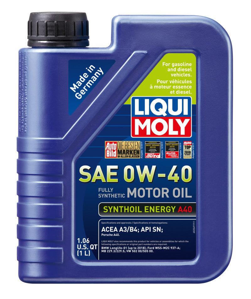 Liqui Moly 1L Synthoil Energy A40 0W4 SAE 0W40 Motor Oil 2049