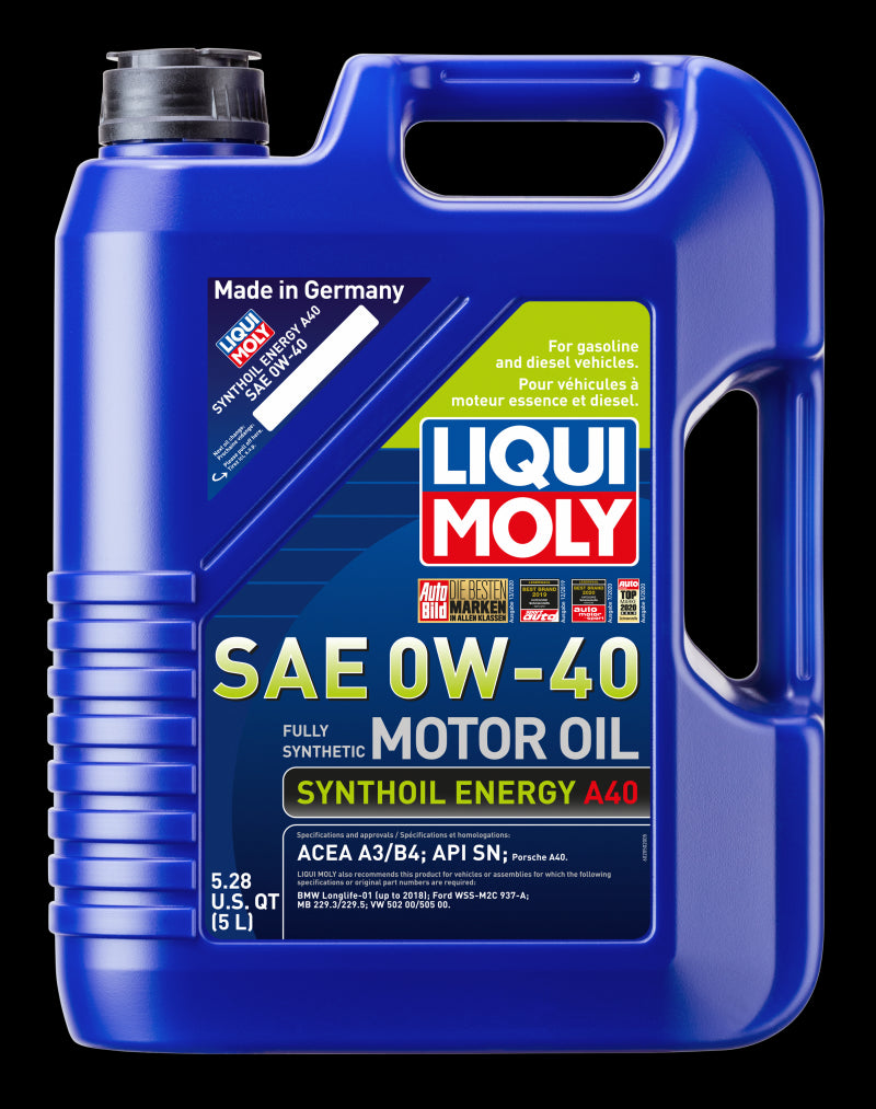 Liqui Moly 5L Synthoil Energy A40 SAE 0W40 Motor Oil 2050