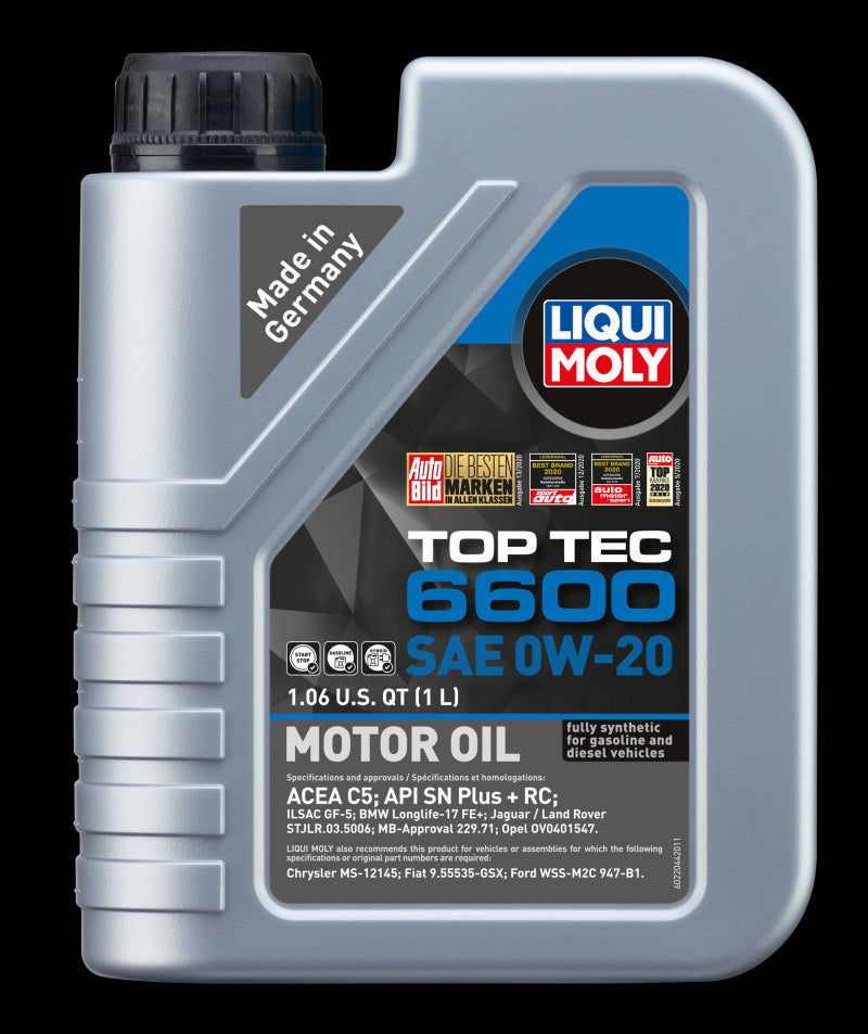 Liqui Moly 1L Top Tec 6600 SAE 0W20 Motor Oil 22044