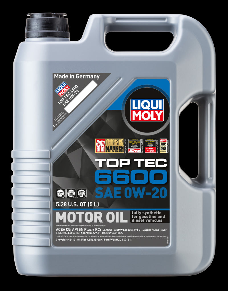 Liqui Moly 5L Top Tec 6600 SAE 0W20 Motor Oil 22046