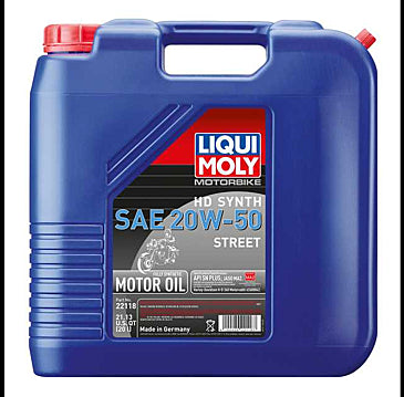 Liqui Moly 20L Synthetic SAE 20W50 HD Motorbike Street Motor Oil 22118