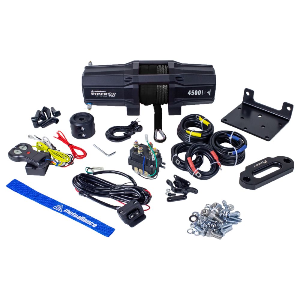 Viper V2 ATV Winch Kit 4500 lb Standard Spool With 40 Feet Black Synthetic Rope With Mount For Honda Foreman Rubicon 500/Rancher 420 2014-2021