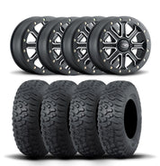 ITP Inertia 15" Matte Black Wheels And Terra Hook Radial Tires [30x10R-15]