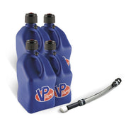 VP Racing 4 Pack Blue 5.5 Gallon Square Utility Jugs + Deluxe Fill Hose
