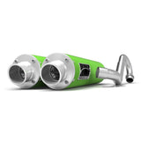 HMF Muffler Kawasaki KFX 700 04-10 Green Performance Dual Full System Exhaust Turn Down End Cap