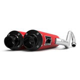 HMF Muffler Kawasaki KFX 700 04-10 Red Performance Dual Full System Exhaust Black Turn Down End Cap