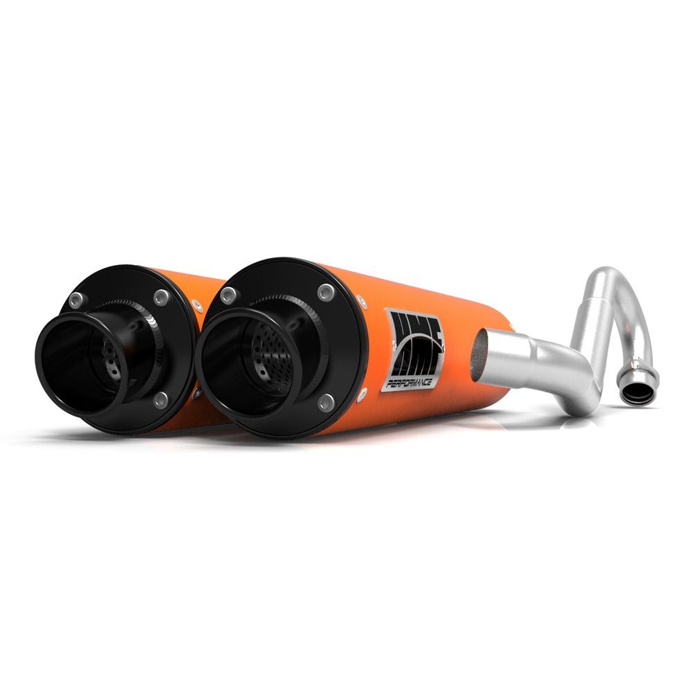HMF Muffler Kawasaki KFX 700 04-10 Orange Performance Dual Full System Exhaust Black Turn Down End Cap